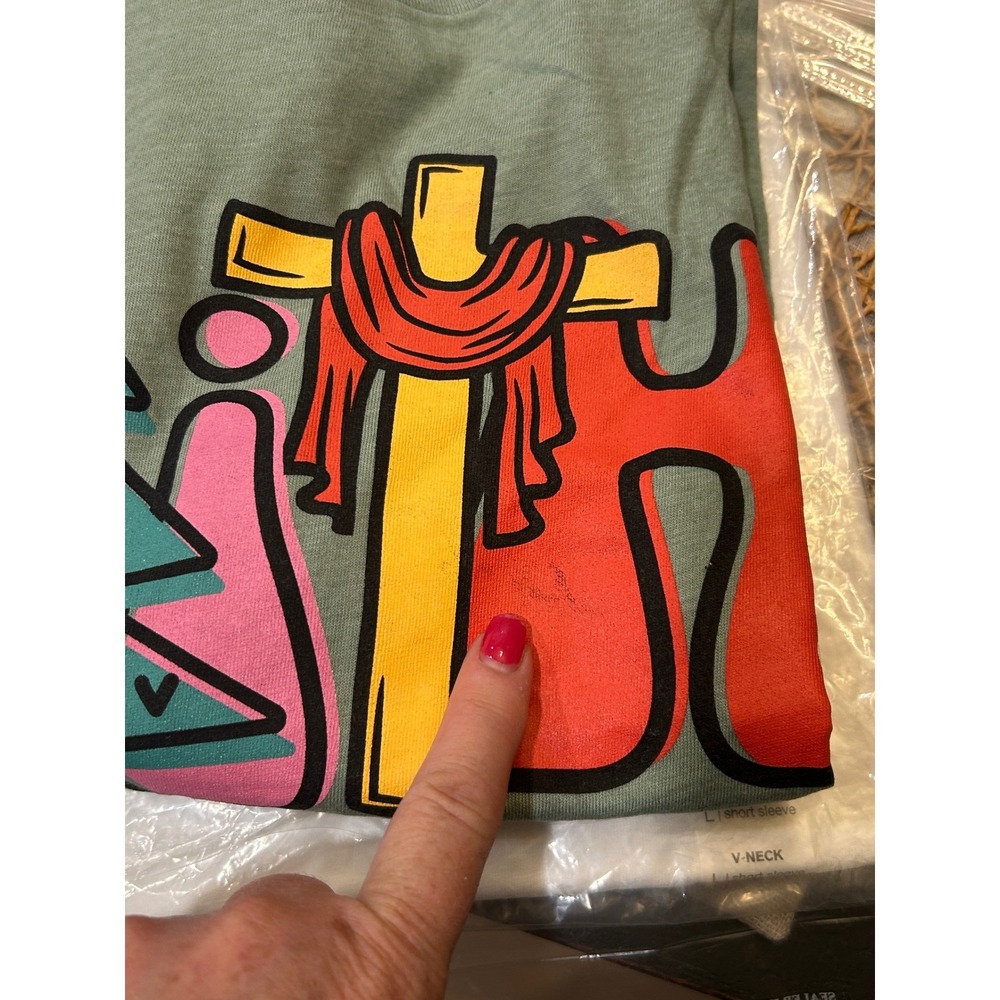 Love Faith Christmas Short‎ Sleeve Tee Heather Sage XL Christian